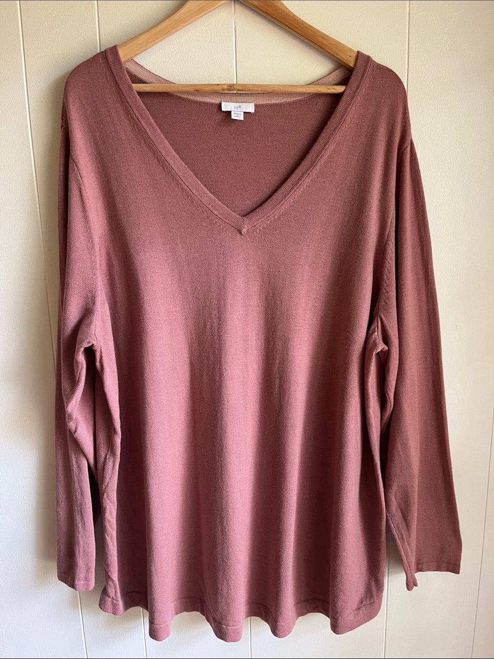J. Jill Women’s Knit V-Neck Long Sleeve Mauve Pink Sweater Office Capsule Sz 3X